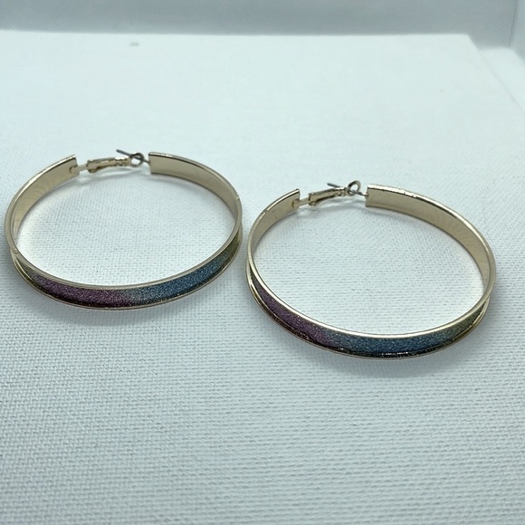 Sparkle Colorful Oversized Hoop Earrings - Picture 6 of 15